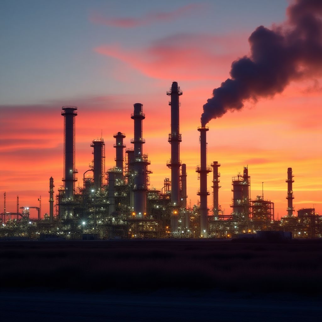 Refinería moderna de YPF en funcionamiento